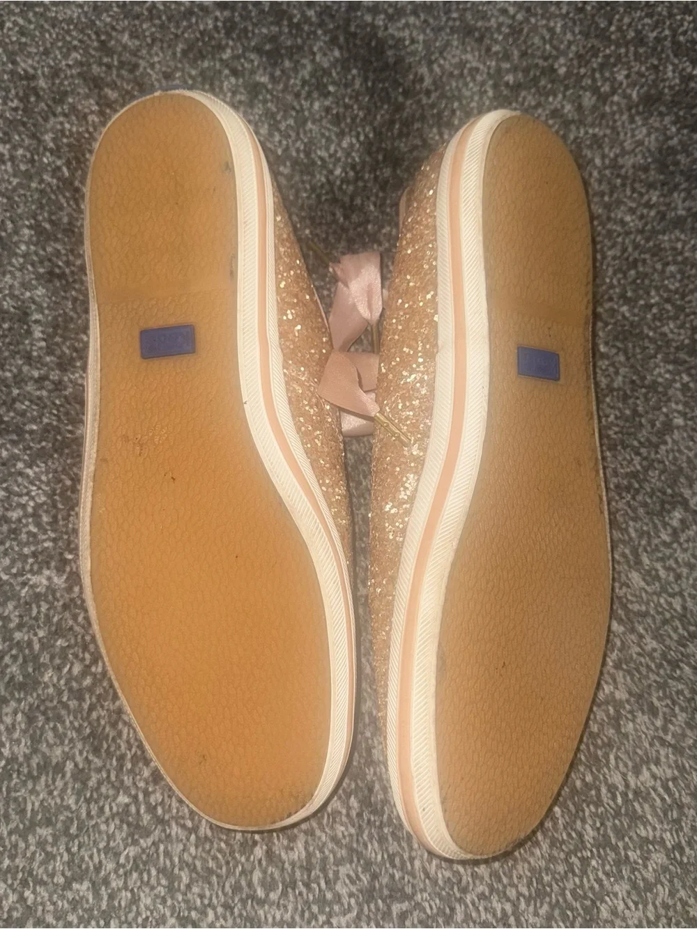 kate spade Rose Gold Glitter Ribbon Sneakers